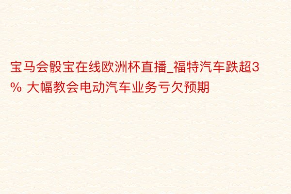 宝马会骰宝在线欧洲杯直播_福特汽车跌超3% 大幅教会电动汽车业务亏欠预期