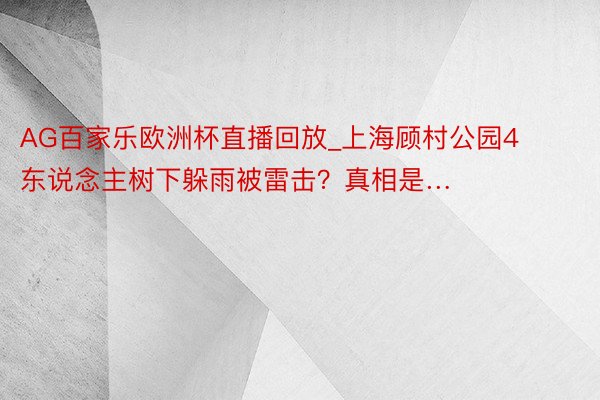 AG百家乐欧洲杯直播回放_上海顾村公园4东说念主树下躲雨被雷击？真相是…